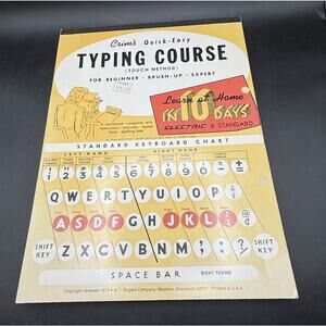 Rare Vintage 1973 Crims Quick Easy Typing Course For Beginner Paper Booklet